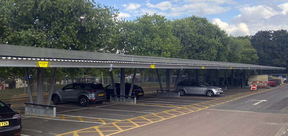 Bicester leisure centre solar carport installation
