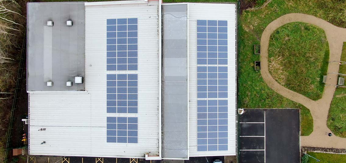 Brigthwell centre with solar panels on the roof