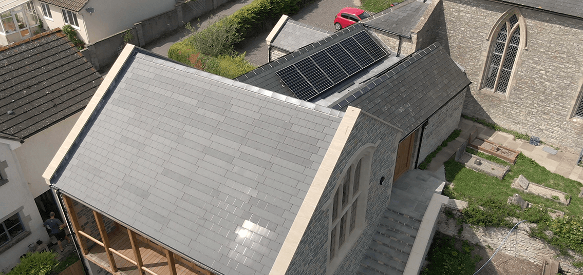 Pilton Church slates solar panels