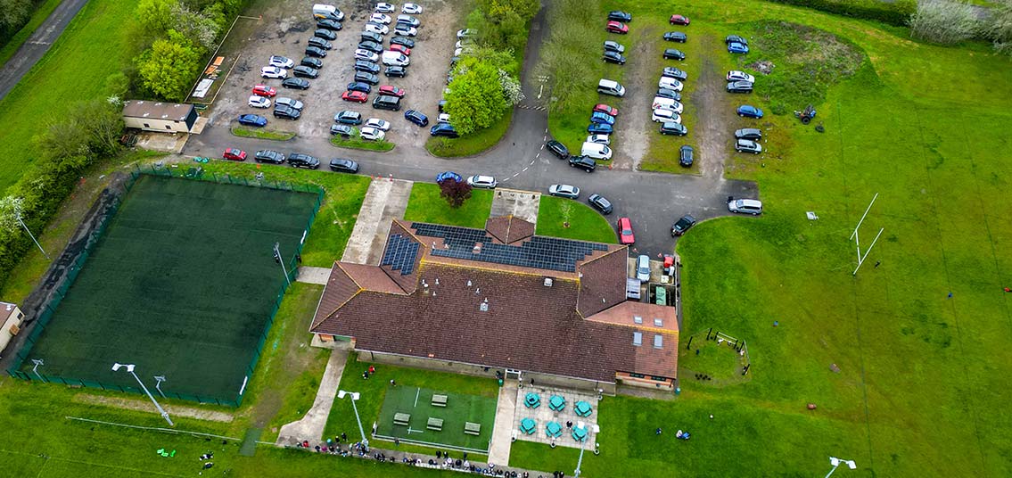St Marys RFC solar PV system top aerial view