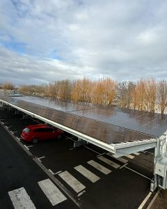 Solar carport installed at manufacturing facility