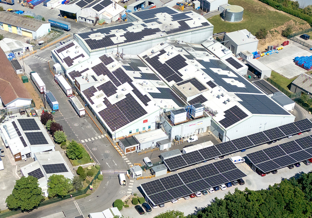 Solar panels installed at food manufacturing site