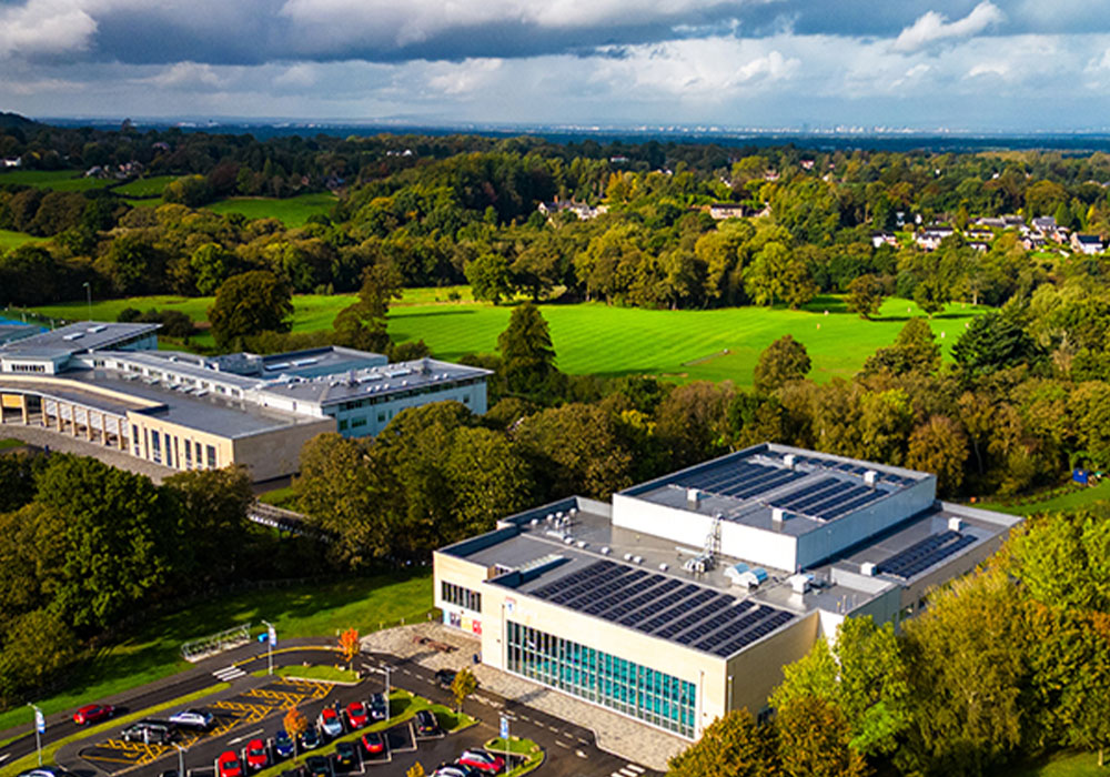Solar PV Panels installed on the roof of Kings School Macclesfield Sports and Leisure Centre