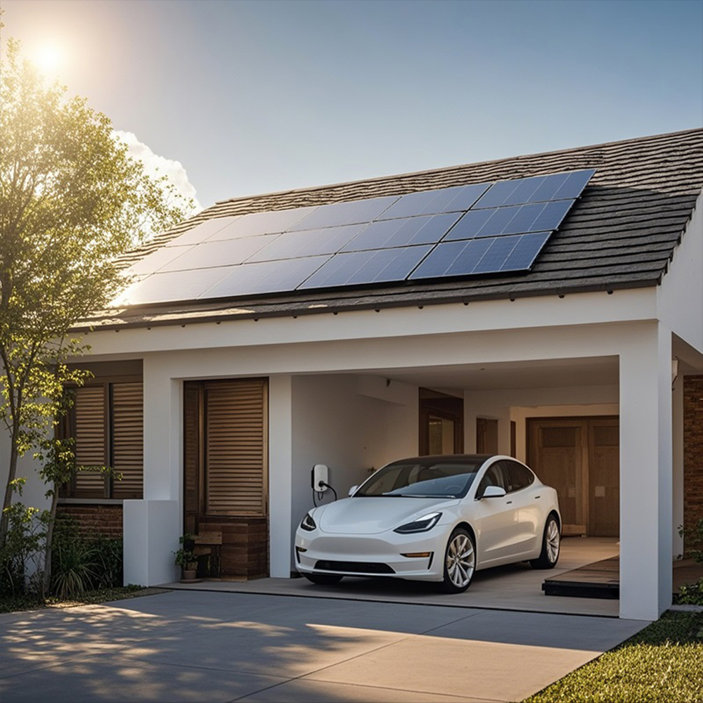 Charging an electric vehicle with solar energy at home