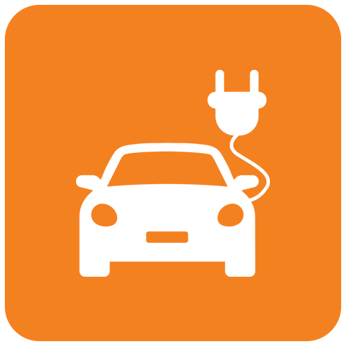 Solar panel benefit icons - charge your electric vehicle with low cost solar energy